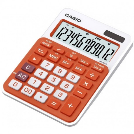 Casio MS-20NC-RG-S-EC - Calculadora básica con panel solar y batería, 22 x 104.5 x 149.5 mm , color naranja