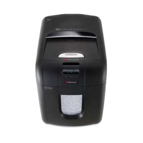 Rexel Auto+ 100M - Trituradora de papel CDs y tarjetas de crédito, alimentación automática, micro corte, nivel de seguridad 