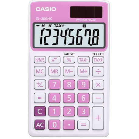 CASIO SL-300NC-PK-S-EH - Calculadora básica, 9 x 70 x 118.5 mm, rosa
