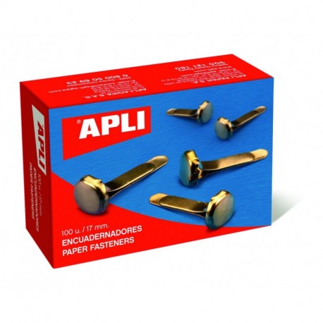 APLI 12283 - Encuadernadores metálicos dorados 12 mm , 100 unidades