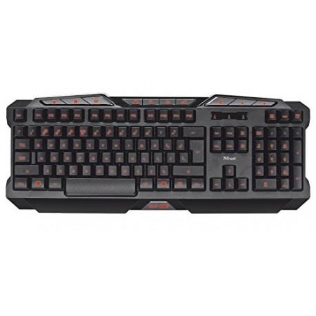 Trust Gaming GXT 280 - Teclado para gaming iluminado con función anti-ghost, iluminación LED de 3 colores 