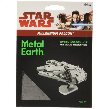 Star Wars Maqueta de Metal 3D Halcón Milenario, Color Plateado Earth MMS251