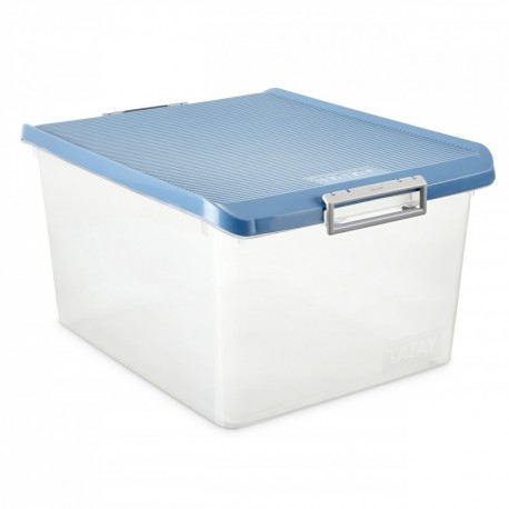 Tatay 1150005 Caja de Almacenamiento Multiusos con Tapa, 35 l de Capacidad, Plástico Polipropileno Libre de BPA, Azul, 37,7 x