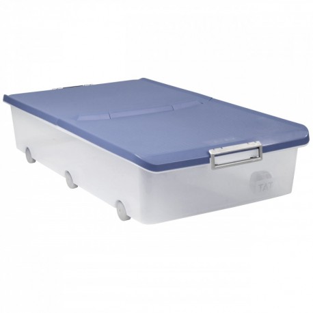 Tatay 1151107 Caja de Almacenamiento Multiusos Bajo Cama con Tapa y Ruedas, 63 l de Capacidad, Plástico Polipropileno Libre d