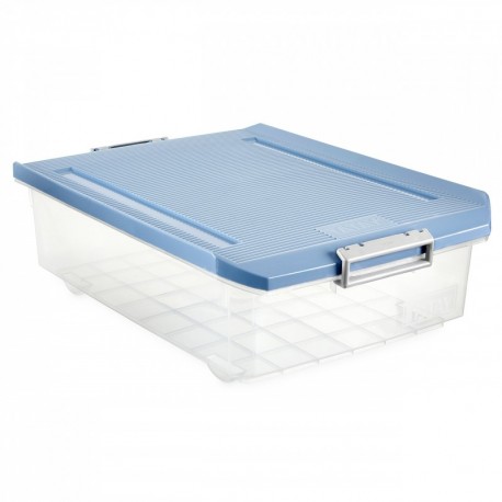 Tatay 1151207 Caja de Almacenamiento Multiusos Bajo Cama con Tapa, 32 l de Capacidad, Plástico Polipropileno Libre de BPA, Az