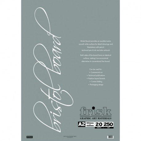 Frisk Bristol Board - Papel de dibujo 280 g/m², A2, 20 hojas , color blanco