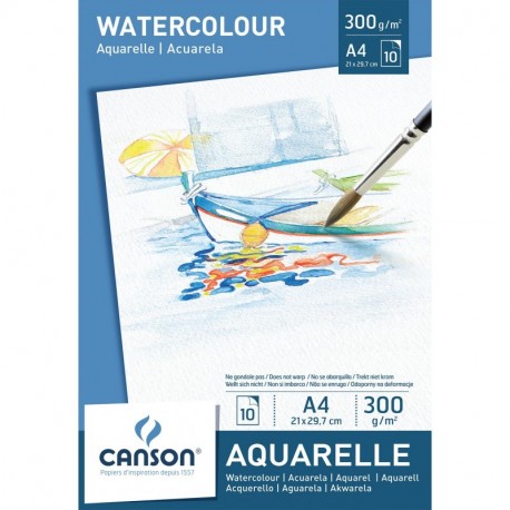 Canson 200005789 - Bloc de papel para acuarela A4, 21 x 29.7 cm, 300 gsm , color blanco