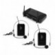 Malone UHF-250 Duo2 juego de micrófonos inalámbricos UHF, 2 canales, clip para el cinturón, batería de larga duración, energ