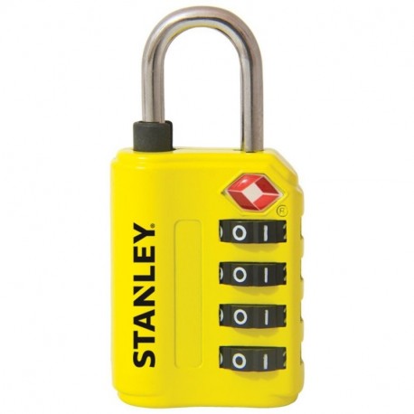 Stanley 81152393401 Candado de combinación de 4 dígitos con indicador de Seguridad, Amarillo, 30 mm
