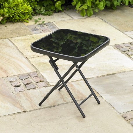 Kingfisher - Mesa plegable para jardín o patio - ideal para bebidas - color negro