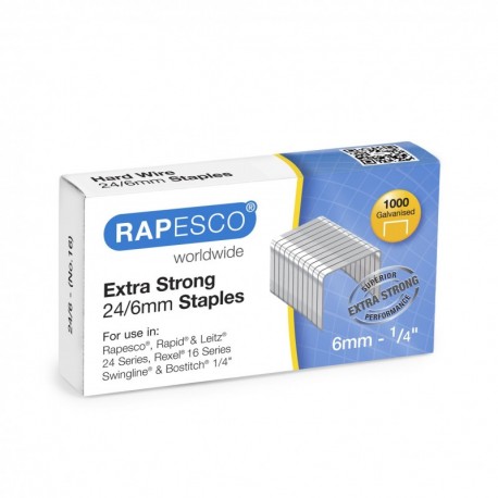 Rapesco - Caja de 1000 grapas 24 / 6 mm "extra fuertes"