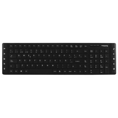 Tacens Anima AK1 - Teclado para ordenador teclas de perfil bajo, 10 teclas multimedia, ergonómico, USB color negro