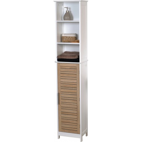 TENDANCE Armario de Tablero DM de Estocolmo, con Estructura Alta y 1 Puerta, 3 estantes, Madera, Roble Blanco