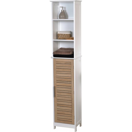 TENDANCE Armario de Tablero DM de Estocolmo, con Estructura Alta y 1 Puerta, 3 estantes, Madera, Roble Blanco