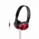 Sony MDR-ZX310APR - Auriculares de diadema cerrados con micrófono, control remoto integrado , rojo