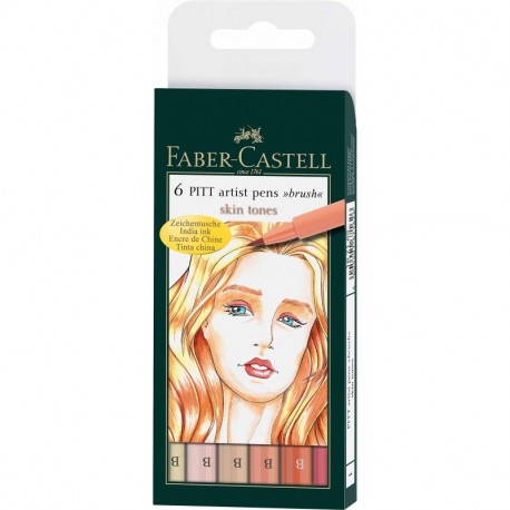 Faber-Castell Pitt Artist Pen - Rotuladores de tinta china 6 unidades , colores de tonos de piel