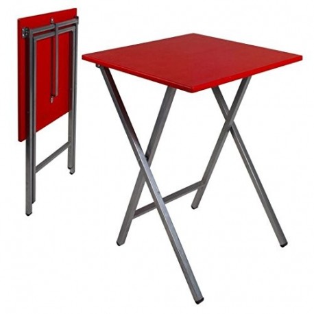 Mesa Cuadrada Plegable Roja 48X48X65 Cm PLEGADA:48X3,5X80 CM 