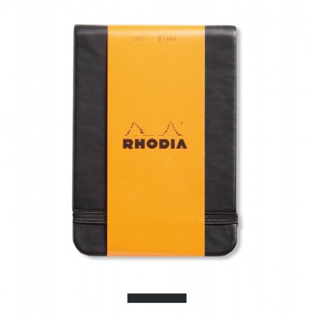 Rhodia 118299C - Bloc de notas a rayas, microperforado, con goma, tamaño A7, 90 g, 7.5 x 12 cm, 96 hojas , color negro