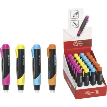 Baier & Schneider - Portagomas de borrar tipo bolígrafo, 24 x 18 x 110 mm , color amarillo/rosa/azul/naranja