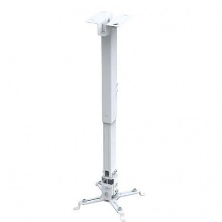 TooQ PJ2012T-W - Soporte de techo inclinable para proyector, ajustable 130 o 430 hasta 650mm, inclinacion +/- 15º, blanco