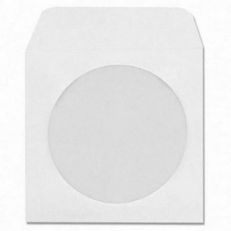 Four Square Media - Sobres con solapa y frente transparente para CD y DVD, 100 unidades, color blanco
