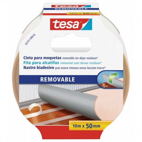 Tesa 55731-00016-00 Cinta de Doble Cara removible con Dorso de Tejido, 10 m x 50 mm, Color Blanco