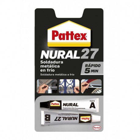 Pattex Nural 27, soldadura metálica reparadora en frío con secado rápido, 22ml