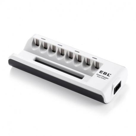 EBL 808 - Cargador de batería con 8 ranuras para baterías recargables del tipo AA / AAA para Ni-MH Ni-Cd, 1000mA
