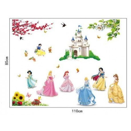 ufengke® Bella Princesa Encantadores Enanos y Castillo de la Historieta Pegatinas de Pared, Vivero Habitación de los Niños Re