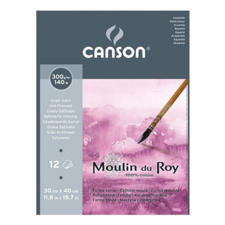Canson Moulin du Roy - Bloc papel de acuarela, 30 x 40 cm, Grano Satinado