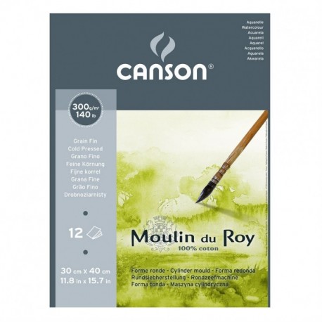 Canson Moulin du Roy - Bloc papel de acuarela, 30 x 40 cm, color blanco natural