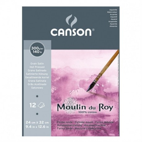 Canson Moulin du Roy - Bloc papel de acuarela, 24 x 32 cm, color blanco natural