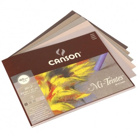 Canson Mi-Teintes - 1 bloc de papel, 24 x 32 cm, color tonos grises