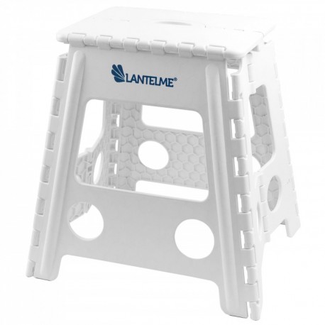 Lantelme - Taburete plegable 40 cm de altura, máx. 120 kg Taburete plegable de plástico, color blanco.