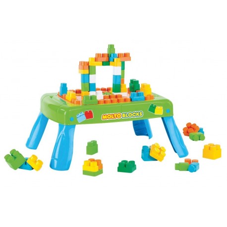 Molto 14480 - Mesa con bloques, 20 piezas, color azul y verde