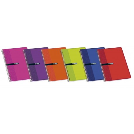 Enri 100430102 - Pack de 10 cuadernos con espiral simple, cuadriculado, tapas blandas, colores surtidos