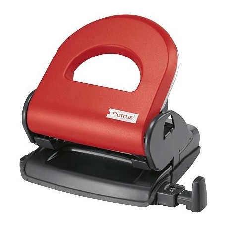 Petrus Perforadora pequeña, 25 hojas, Rojo, Compacta, Rojo, Modelo 80, 623348