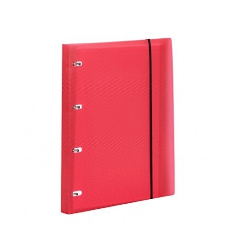 Pardo 822502 - Carpeta cuaderno de anillas con cierre de goma en polipropileno studio style, color rojo