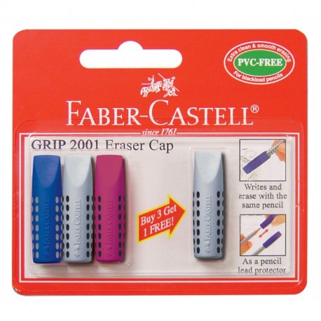 Faber-Castell 187007 - Tapa de lápiz borradora pack de 4 unidades 