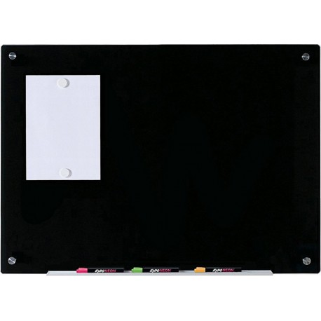 Pizarra Negro Magnético de Borrado en Seco de Vidrio - 60 cm x 90 cm - 23 5/8" x 35 1/2" - Incluye Pizarra, 2 Imanes, y Bande