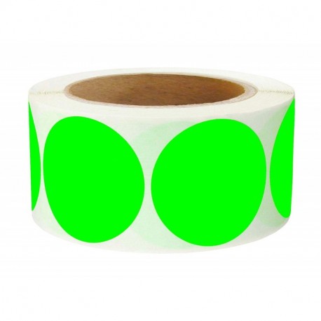 Fluorescente Verde Circulo Punto Pegatinas, 51 mm 2 Pulgadas Redondo, 500 Etiquetas en un Rollo