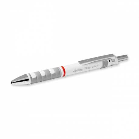 Rotring Tikky - Bolígrafo y portaminas 3 en 1 multifunción , 0,7 mm, blanco 1904452 , tinta roja y azul