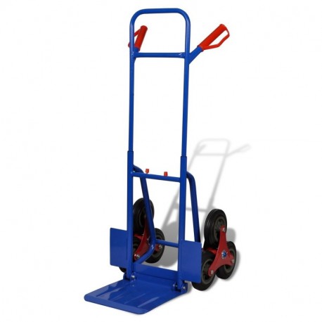 Carro para escaleras, con 6 ruedas, de color rojo y azul, carga máxima de 200 kg