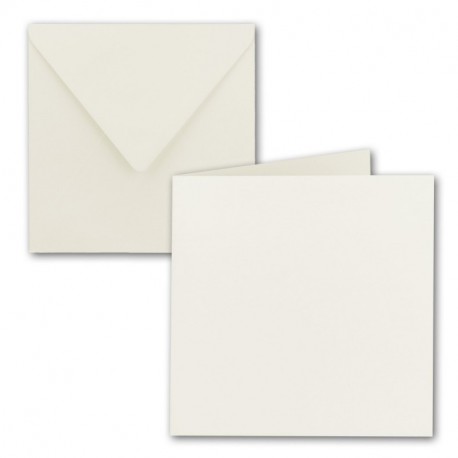 50 unidades//Set. Plegable Tarjetas + sobres cuadrado en Natural de blanco//Tamaño: 30 x 15 cm plegadas 15 x 15 cm //240 G/M