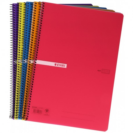 Enri 400042280 - Cuadernos con espiral simple, tapa de plástico, colores surtidos, paquete de 5