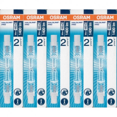 5 pcs Osram halógena de la lámpara Haloline Pro, R7s, 230V, longitud: 78 mm, 80 W, 64690