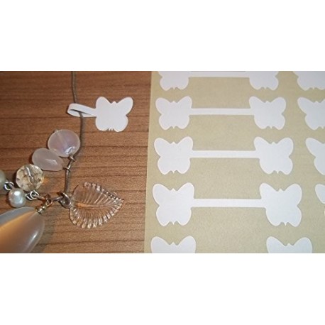 150 Blanco Mariposa en forma de Joyería Etiquetas para PRECIO /Precio Pegatinas/ forma de Mancuerna con Forma Etiquetas