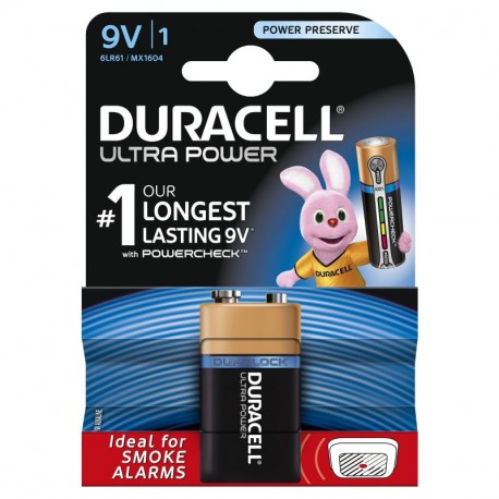 Duracell Ultra Power Pila Alcalina 9V, paquete de 1