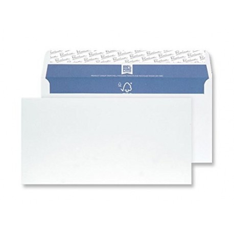 Premium Pure DL - Paquete de sobres con cierre autoadhesivo papel reciclado, 110 x 220 mm, 25 unidades , color superblanco