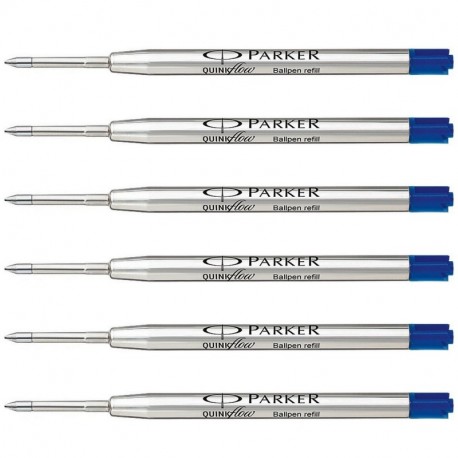 Packer Quink Flow Ballpen Medium Point Paquete de recarga de tinta azul de 6 recargas 1782470 